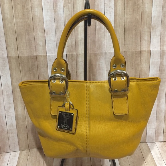 Tignanello Handbags - Tignanello Dark Yellow Gold Leather Mini Tote